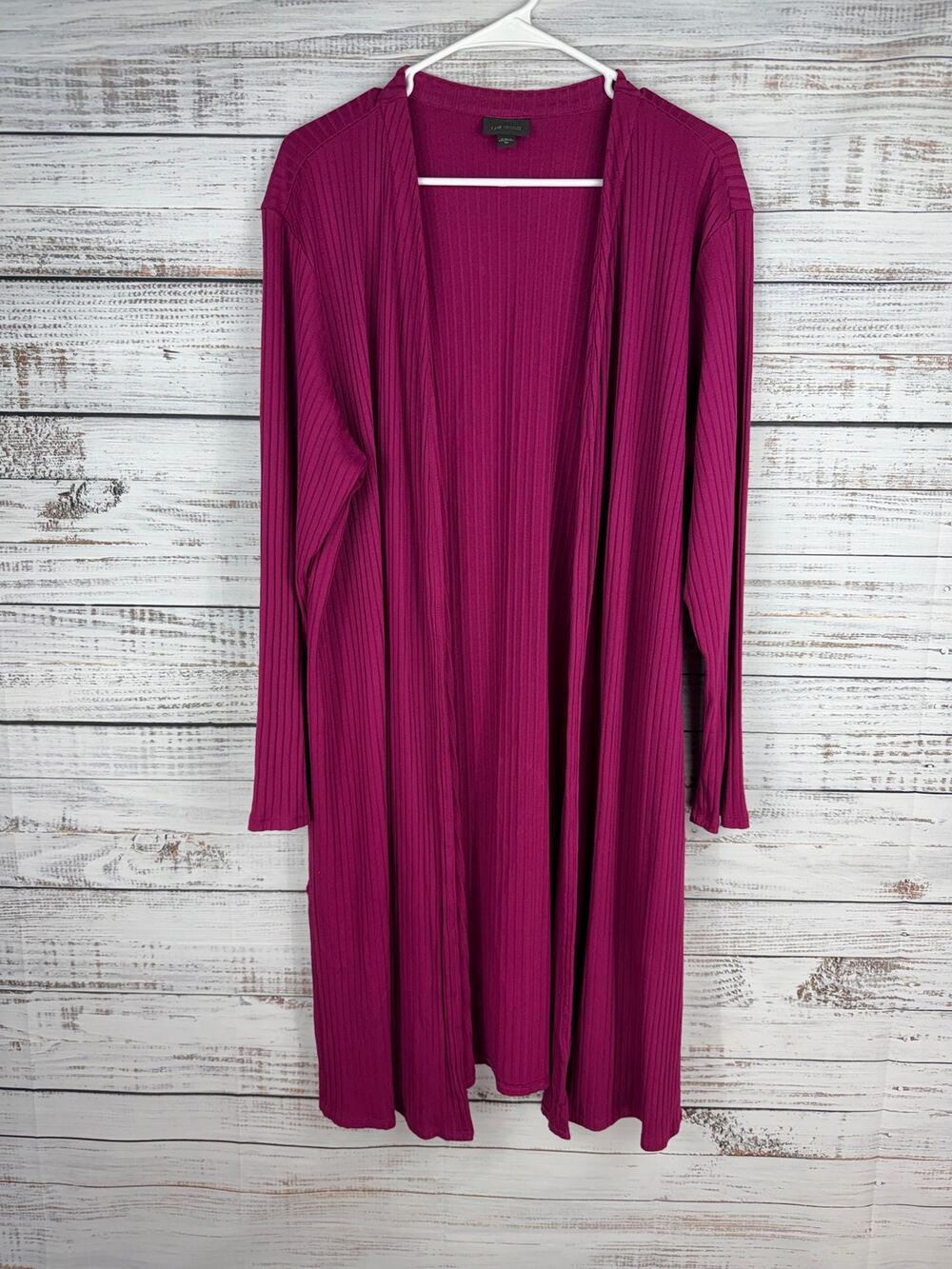 J. Jill Wearever Collection Purple Duster Cardigan Ribbed Stretch XL Classic